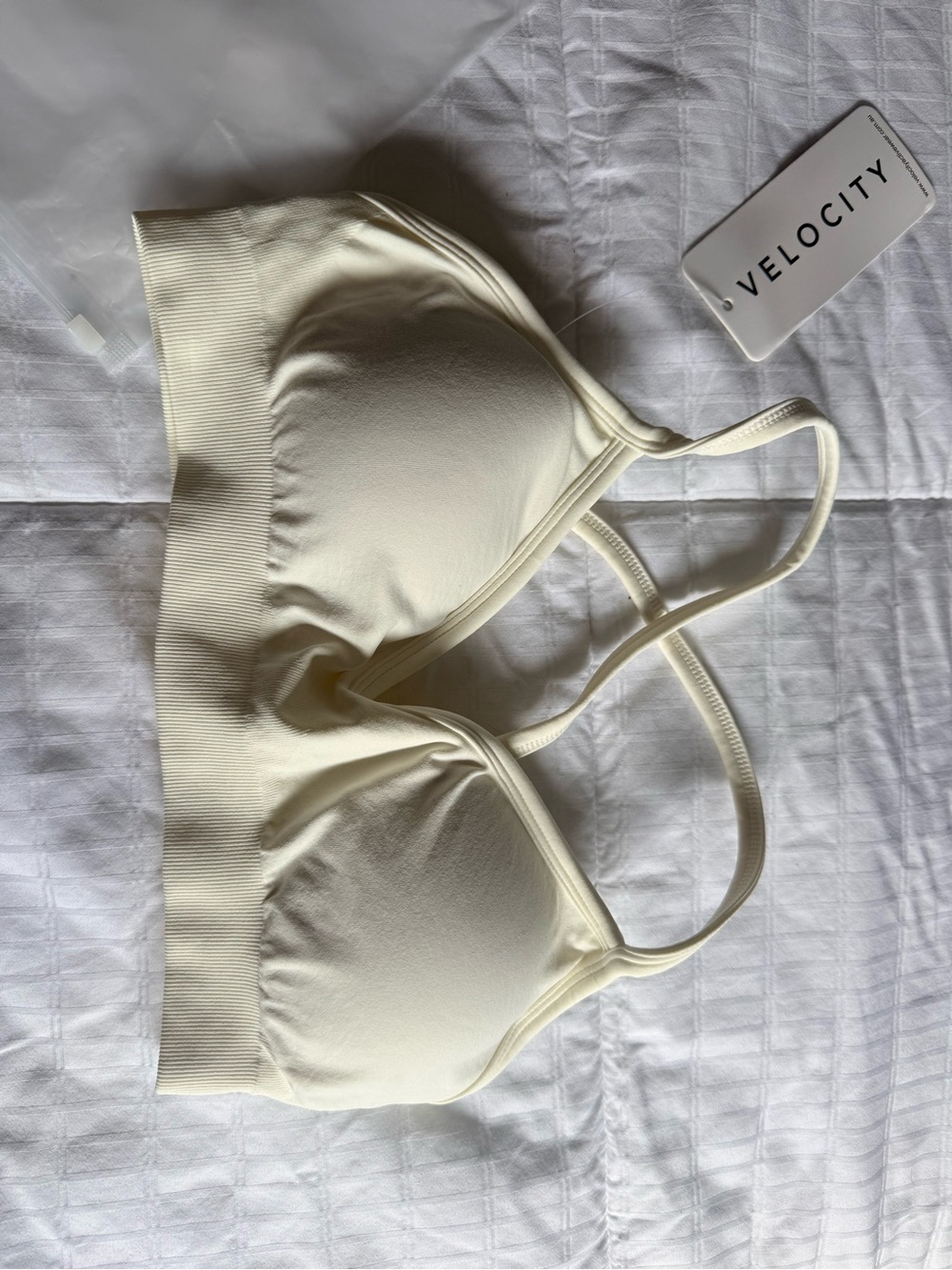 Velocity Cream Seamless Padded Bralette with Racerback Straps